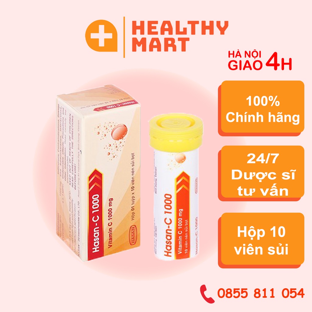 ✔️️️Vitamin C 1000 Tuýp 10 viên C sủi - Hasan C 1000 vị cam thơm ngon