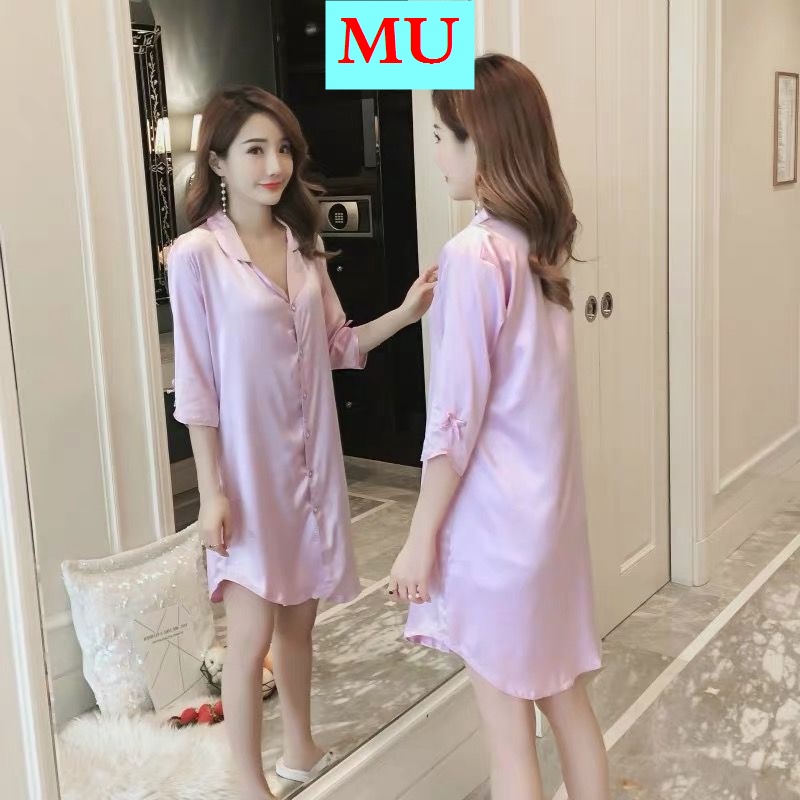 Đầm sơ mi dáng rộng thời trang mùa thu quyến rũ tùy chọn màu sắc dành cho nữ