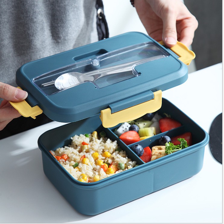 COMBO Hộp Cơm Văn Phòng 3 Ngăn Kèm Đũa Thìa Inox + Túi xách giữ nhiệt + Cốc đựng súp canh | BigBuy360 - bigbuy360.vn