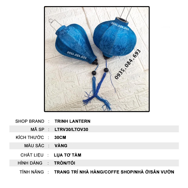 Đèn lồng vải Hội An 30cm trang trí treo ngoài trời chống nước TLLTT30