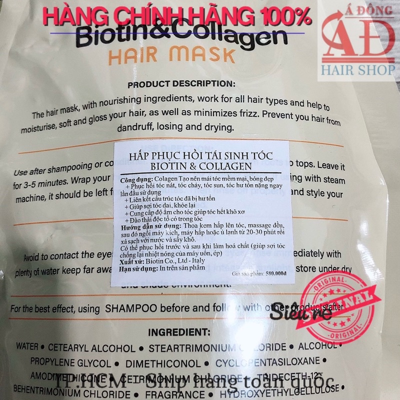 DẦU HẤP Ủ PHỤC HỒI TÁI SINH TÓC BIOTIN COLLAGEN VOUDIOTY PASIORI 500ML CHÍNH HÃNG