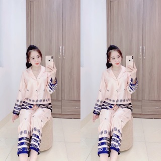 [BỘ NGỦ CAO CẤP] Bộ đồ lụa Phối chân tay dài