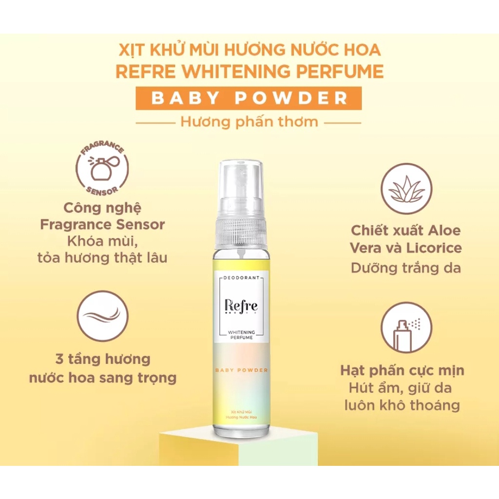 Xịt khử mùi Refre dưỡng trắng hương nước hoa Refre 30ml