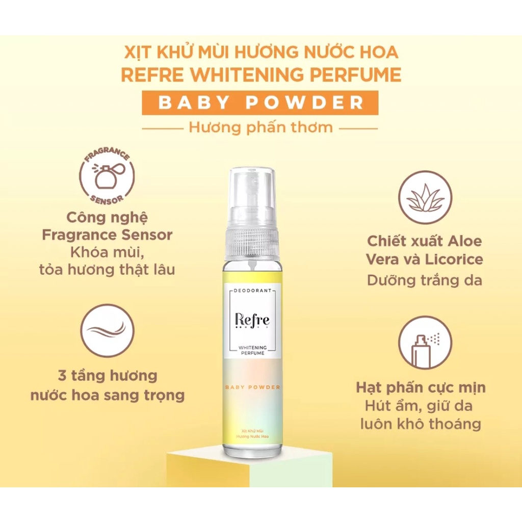 [Mẫu Mới]Xịt khử mùi Refre dưỡng trắng hương nước hoa Refre 30ml