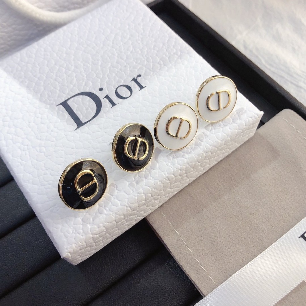 Khuyên Tai Tròn Khắc Chữ Dior Bằng Thép Titanium Thời Trang Cho Nữ