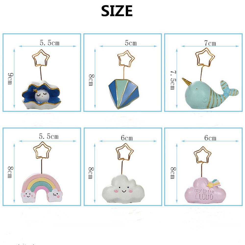 Giá đỡ kẹp hình ảnh/ giấy note bằng nhựa resin hình đám mây màu cầu vồng dễ thương trang trí bàn tiệc cưới