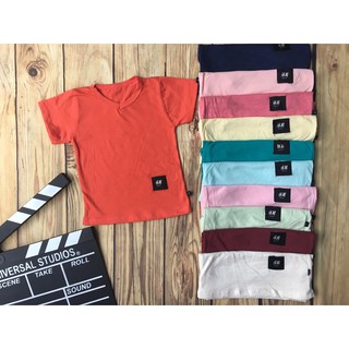 Áo thun trơn cotton 4 chiều cho bé trai và gái 6-18kg
