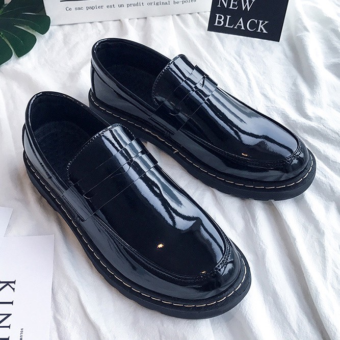 Giày Da Bóng Cao Cấp Kiểu Dáng Giày Lười Hàn Quốc
