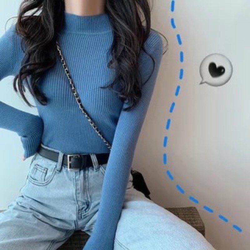 Áo Len Tăm Nữ Cổ 3 Phân Dài Tay Giữ Nhiệt Thu Đông Nhiều Màu