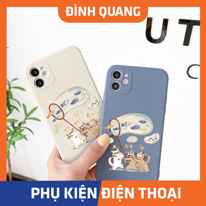 Ốp lưng iphone vuông mèo vợt cá 6/6plus/6splus/7/7plus/8/8plus/x/xr/xs/11/12/pro/max/plus/promax - ĐQ Store