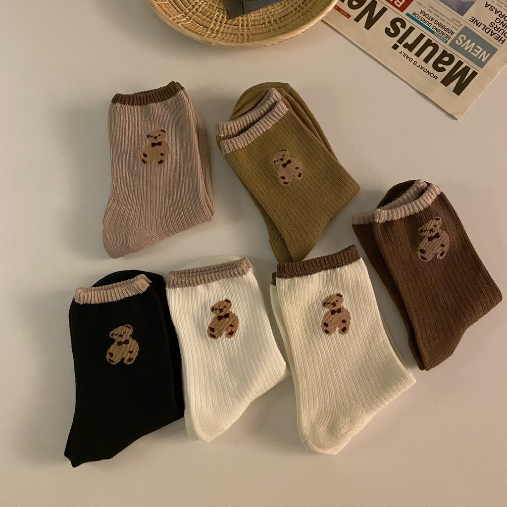 NUZIRO  Set 6 đôi vớ cotton phong cách Hàn Quốc cho nữ