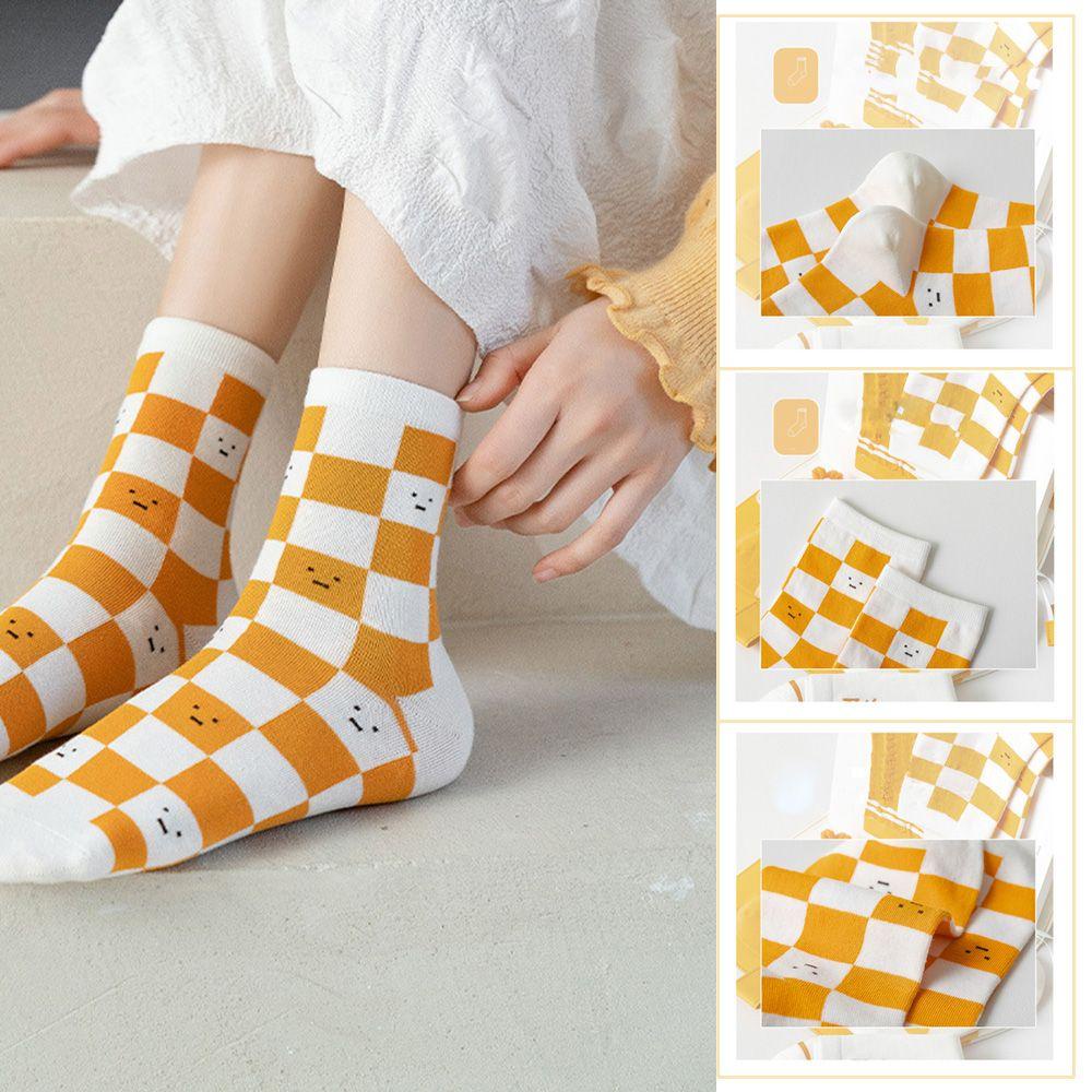 UPSTOPVN Đôi Vớ Cotton Thấm Hút Mồ Hôi Họa Tiết Sọc Caro Thời Trang Cho Nữ