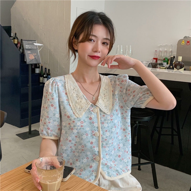 Áo Sơ Mi Ngắn Tay Phồng In Họa Tiết Hoa Nhỏ Thời Trang Mùa Hè Hàng Mới Dành Cho Bạn