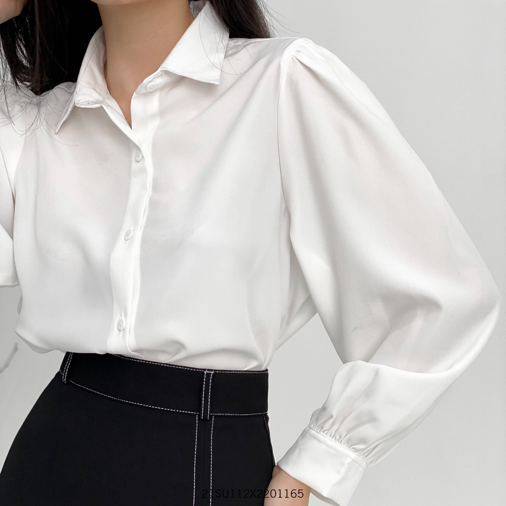 Áo sơ mi nữ dài bo tay VM STYLE thiết kế chít vai form rộng freesize - 21SU112X2201