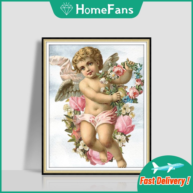 Bộ Tranh Đính Đá 5D Tự Làm Hình Thiên Thần 40x50cm Trang Trí Nhà Cửa