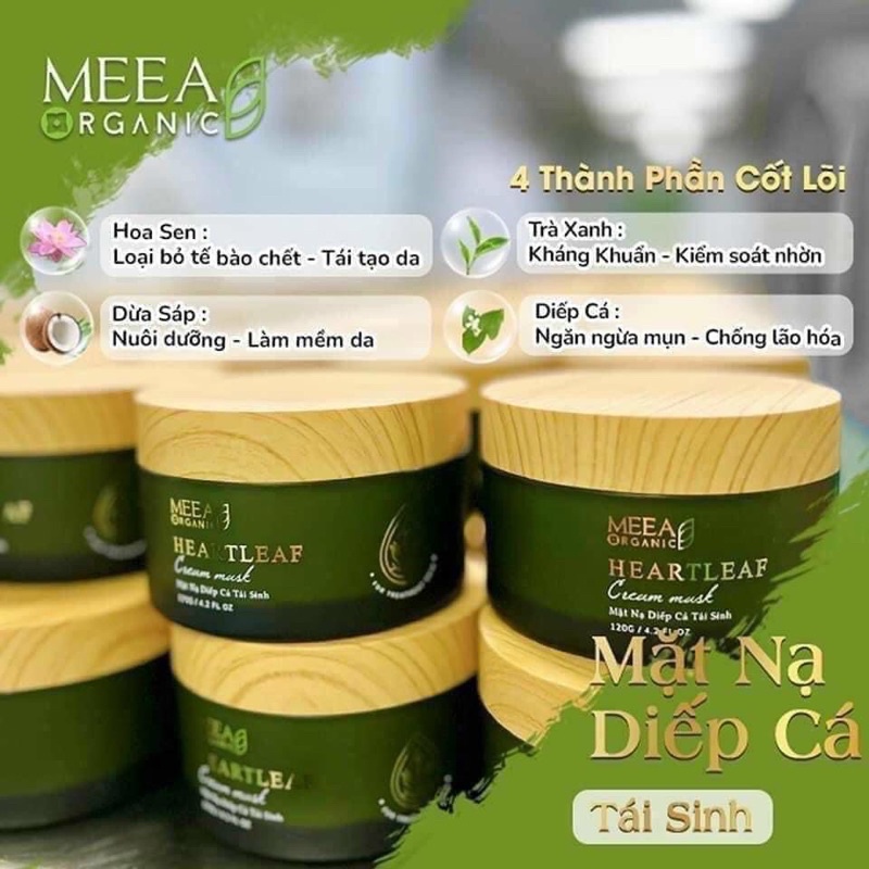 Mặt nạ diếp cá tái sinh Meea Organic-Mặt nạ diếp cá thải độc, giảm mụn,dưỡng da