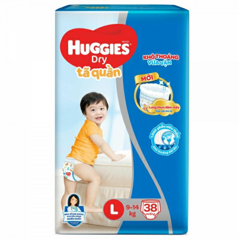 Tã quần Huggies Dry size L 38 miếng (Cho bé 9 - 14kg)