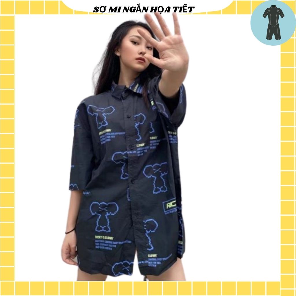 Áo Sơ Mi Tay Ngắn Unisex Cổ Bẻ Phong Cách Hàn Quốc Freesize