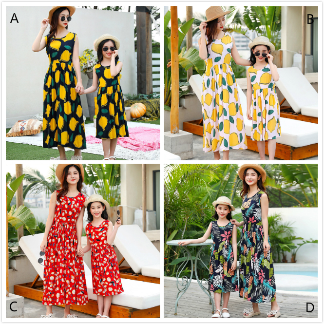 Đầm Hoa Thời Trang Đi Biển Xinh Xắn Cho Mẹ Và Bé
