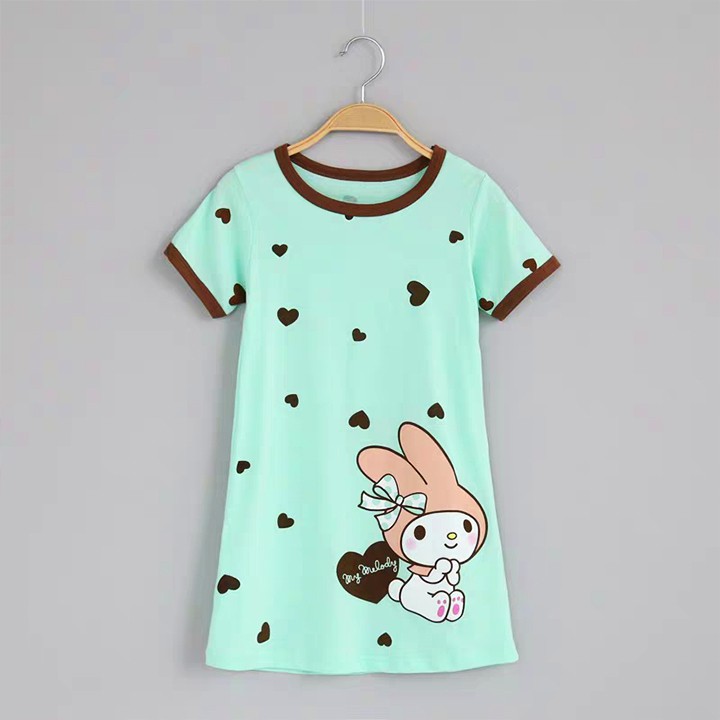 Đầm ngủ bé gái cotton mát mẻ hình thỏ cute cho bé 4-10 tuổi BBShine – DN001