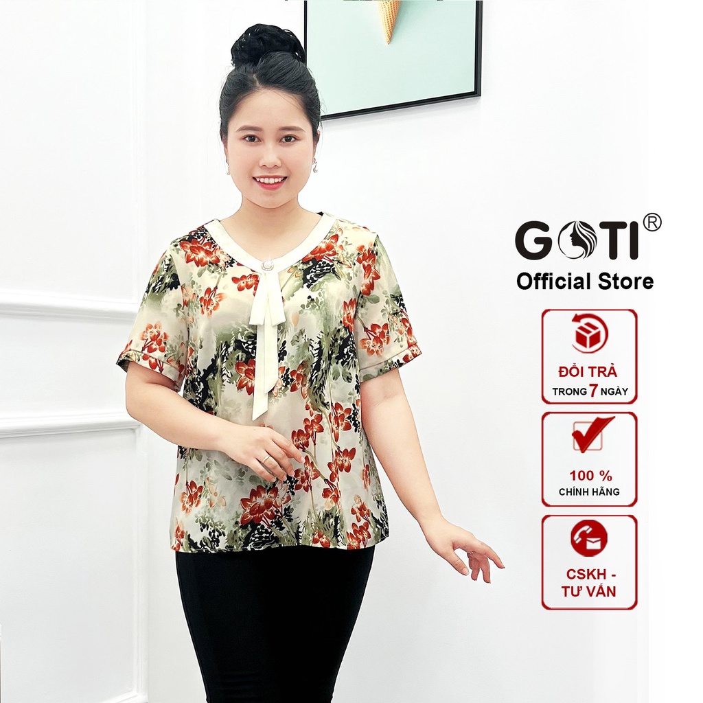 GOTI - Áo Kiểu Trung Niên Size Lớn Dạng Áo Sơ Mi Trung Niên Thời Trang U50-60 In Họa Tiết 3A36 3A34