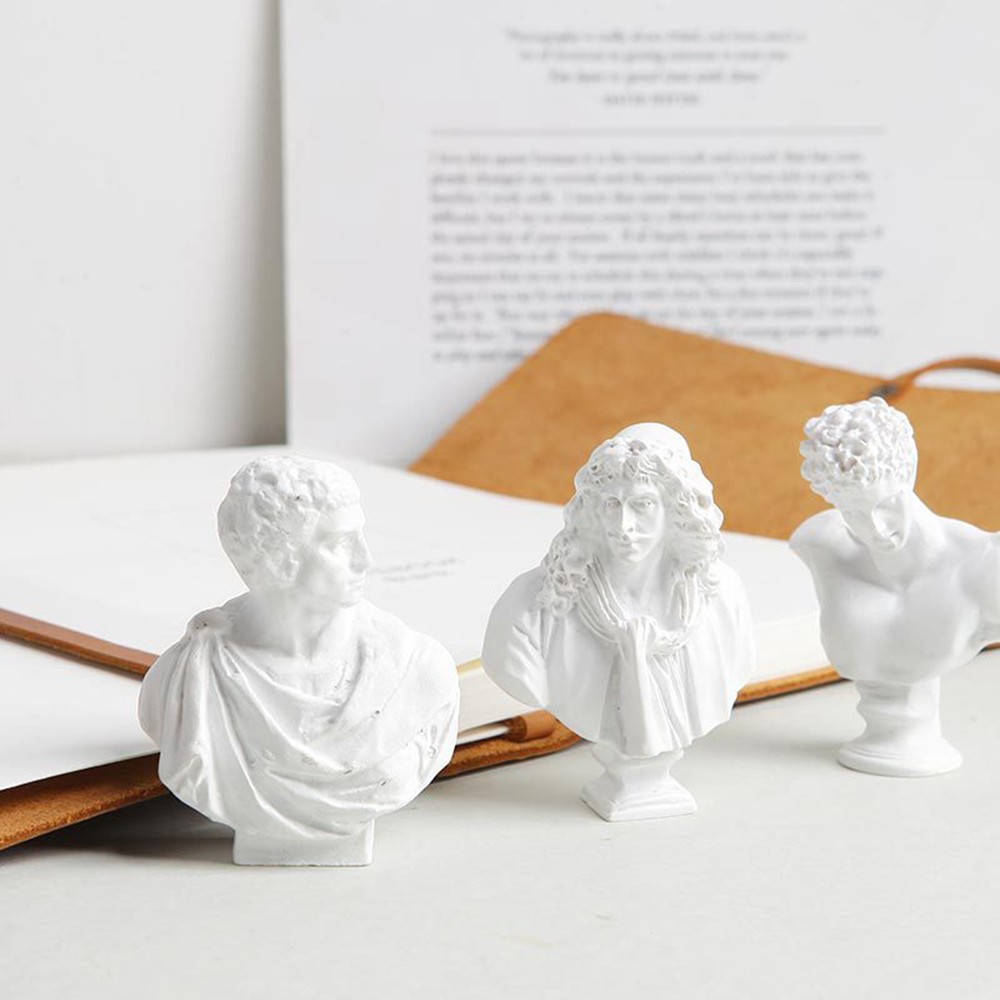 LUCKY Miniature Plaster Bust Statue Crafts Greek Mythology Figurine Gypsum Portraits Home Decor Desktop Ornament Drawing Practice Nordic Style Famous Sculpture