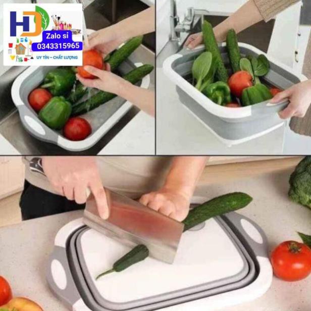 CHẬU KÈM THỚT 2IN1 GẤP GỌN