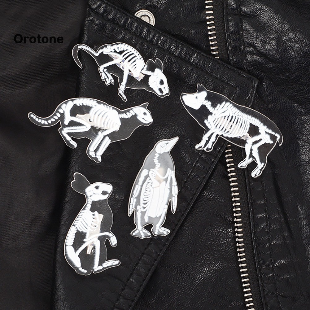 ♙Or Clear Pig Cat Penguin Rabbit Bird Mouse Bros Pin Denim Jacket Backpack Badge Berlian Mutiara