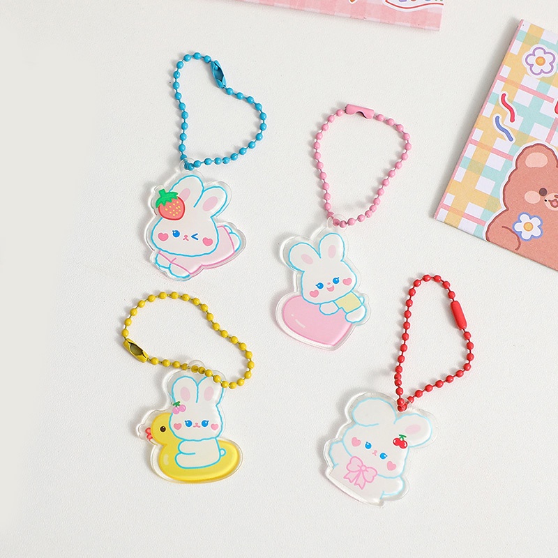 Móc Khóa Hình Thỏ Bằng Acrylic Dễ Thương Phong Cách Hàn Quốc