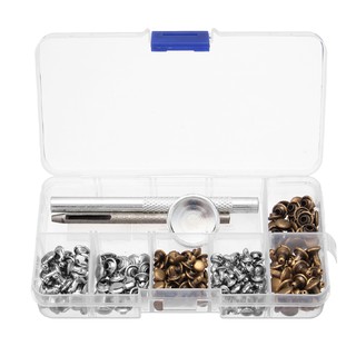 ZJ◎120 Set Leather Rivets Double Cap Rivets Metal Fixing Tool Kit for Leather Craft