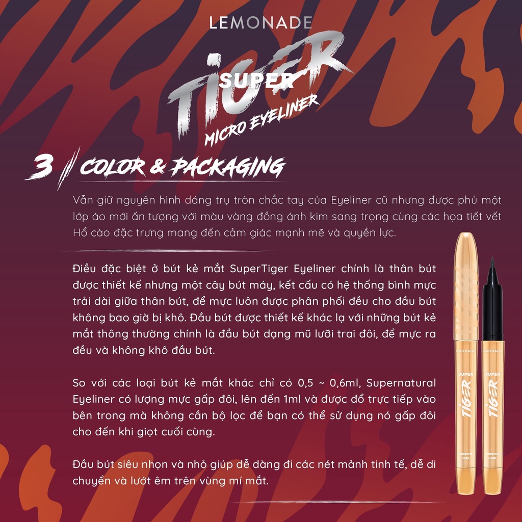 Combo 2 Bút kẻ mắt siêu mảnh Lemonade SuperTiger Micro Eyeliner (2 cây x 1g)