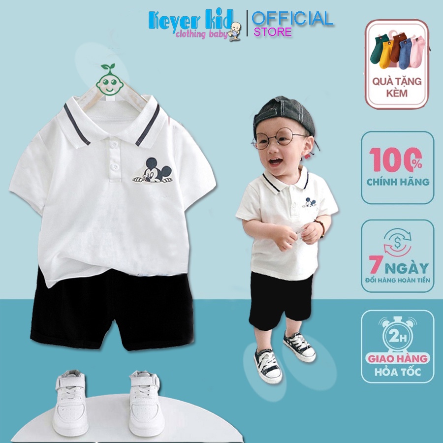 SÉT Bộ Quần Áo Bé Trai Mặc Vải Cotton, Chuột Kickey Dể Thương