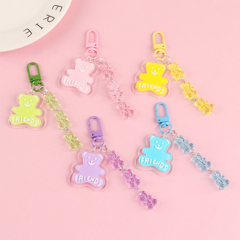 Móc Khóa Hình Gấu Màu Kẹo Dễ Thương