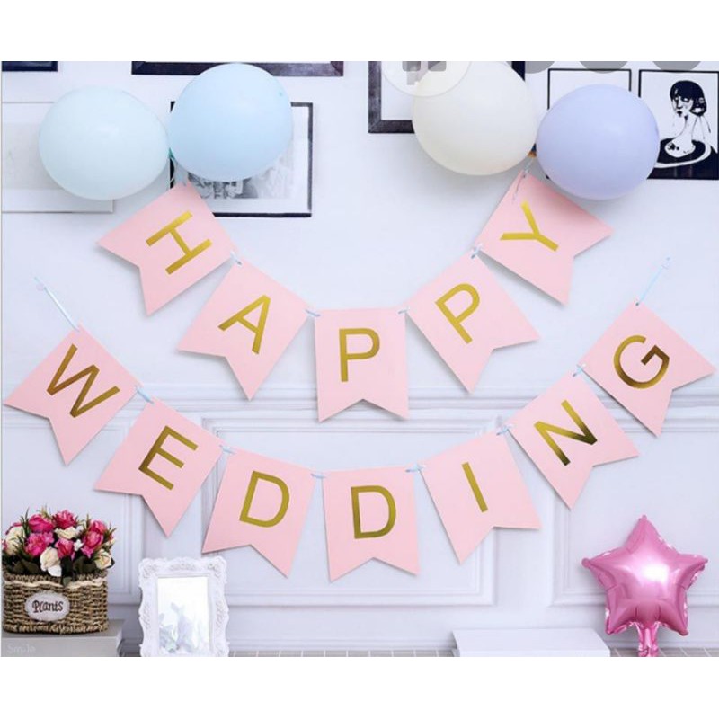 [CHẤT LƯƠNG] Dây Chữ HAPPY WEDDING Giấy