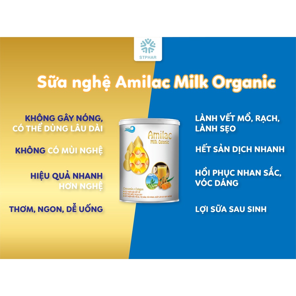 Sữa nghệ Amilac Milk Organic 400g-900g⚡Hết Đau Bao Tử⚡Tốt Cho Mẹ Sau Sinh, Đẹp Da, Lợi Sữa, Nhanh lành vết thương