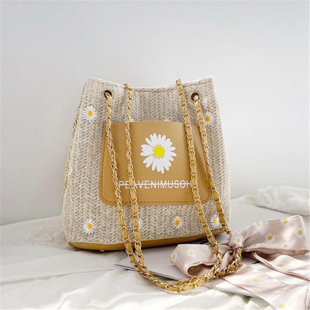 Túi Cói Phối Khăn Quàng Lụa Thời Trang Dành Cho Nữ