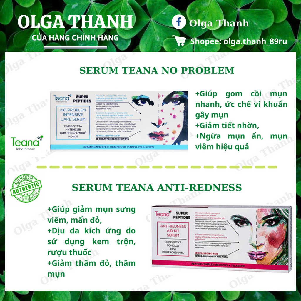 SERUM TEANA GIẢM MỤN NO PROBLEM, ANTI REDNESS