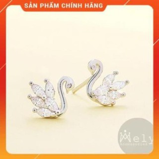 Hàng thiết kế bông tai thiên nga bạc - mely 1034