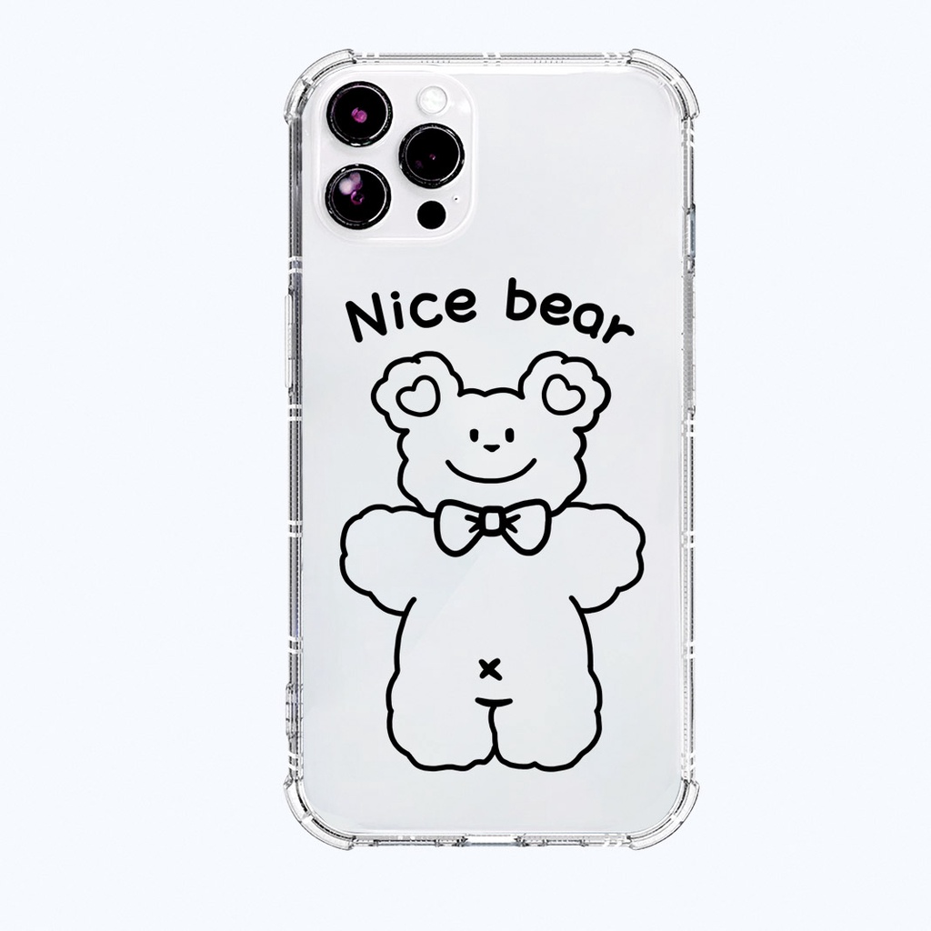 Ốp lưng iphone trong suốt Nice bear bảo vệ camera cho iphone 14 13 pro max 11 12 pro max mini x xr xs max 6 s 7 8 plus
