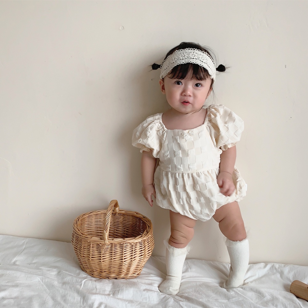 Bộ Áo Liền Quần / Đầm Hai Dây + Băng Đô Cài Tóc Thời Trang Mùa Hè Xinh Xắn Cho Bé Gái