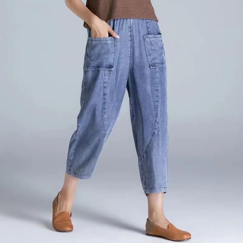 Quần jeans Nữ Lưng Cao Thêu Hoa Thời Trang Hàn