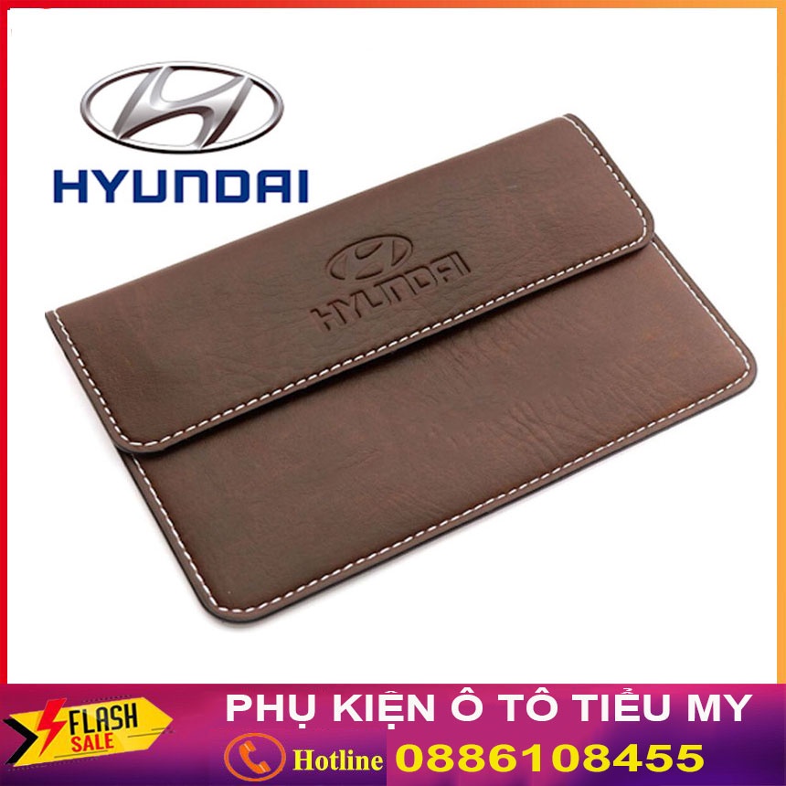 Ví Đựng Giấy Tờ Xe Ô Tô Giấy Đăng Kiểm Ô Tô Da Pu Cao Cấp Logo HYUNDAI Bền Đẹp, Thời Trang, Kích Thước Nhỏ Gọn