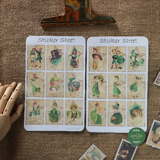 Sticker sheet patrick junk journal  - hình dán, trang trí sổ nhật kí, sổ tay | Bullet journal sticker - uni027