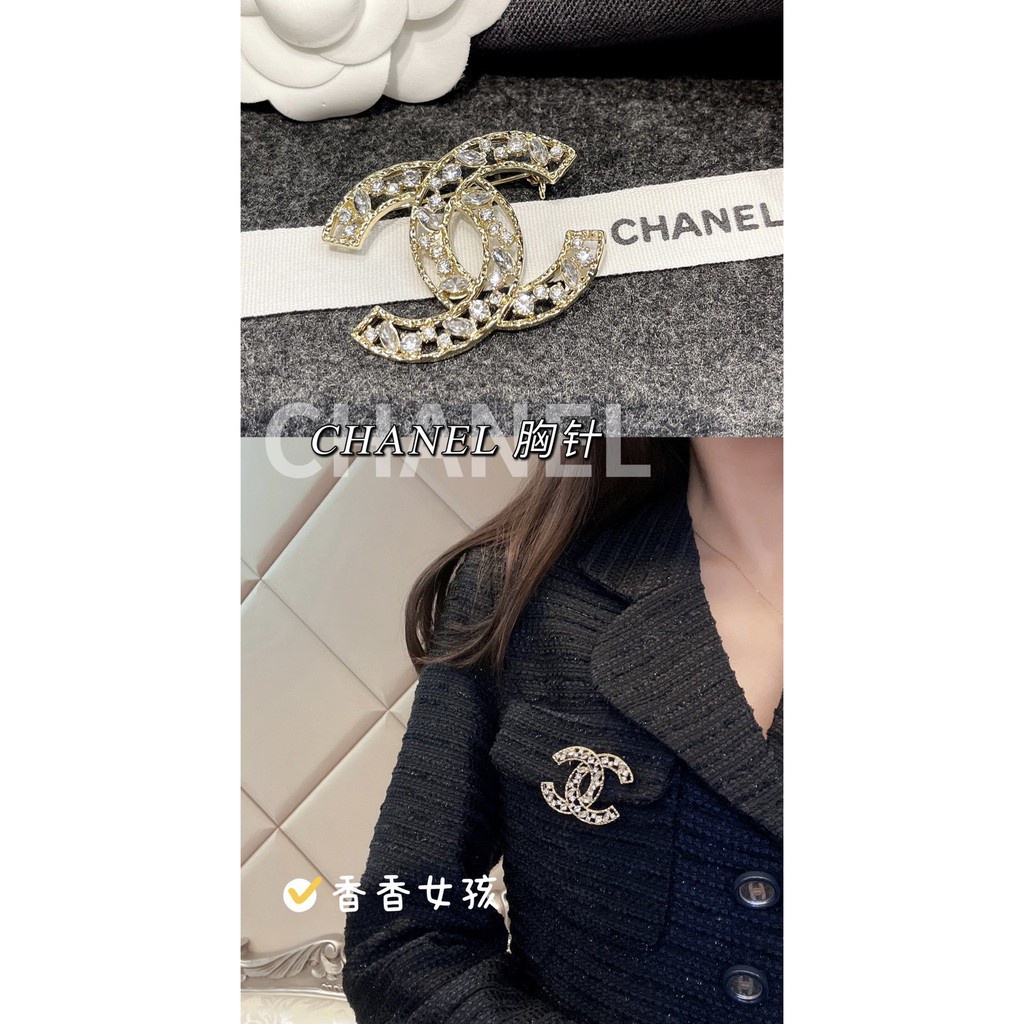 Ghim cài áo hình chữ C đôi đính đá nhân tạo thời trang sang trọng cho nữ