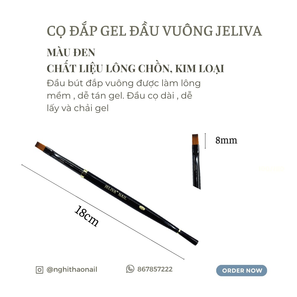Cọ đắp gel móng đầu vuông Jeliva số 04