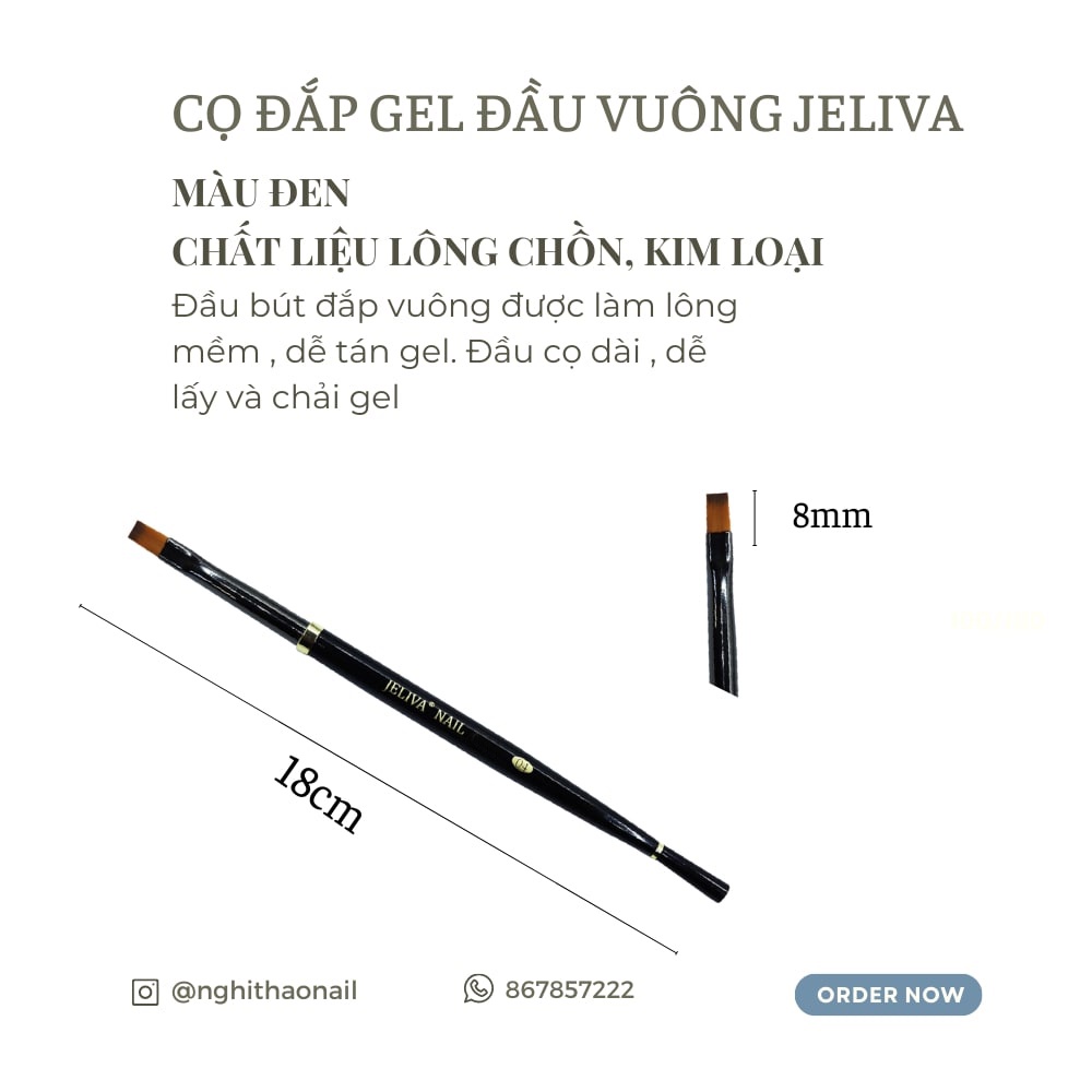 Cọ đắp gel móng đầu vuông Jeliva LADURA số 04