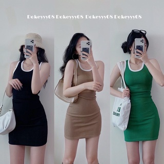 Đầm body ba lổ phối viền trắng from thể thao kèm ảnh thật