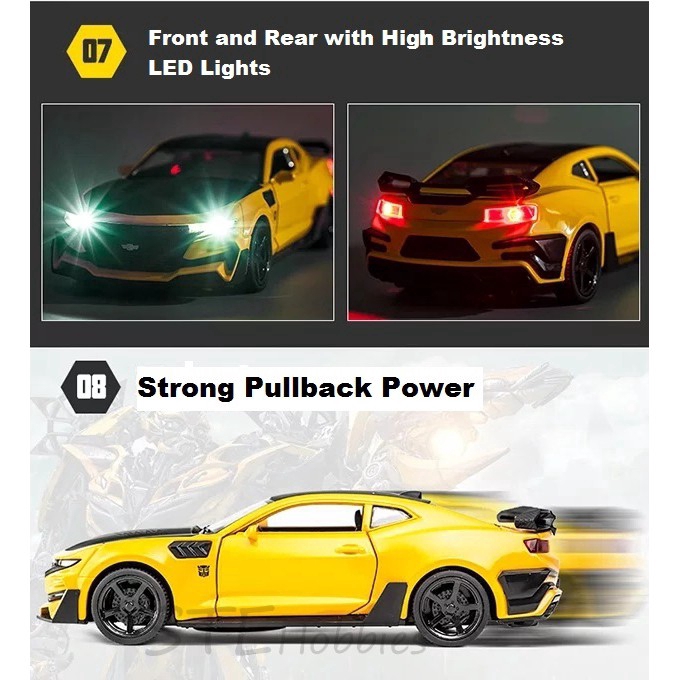 Mô hình xe hơi biến hình Bumblebee Chevrolet camaro tỉ lệ 1 : 32 dành cho bé