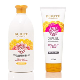 Combo Bộ Sữa tắm và dưỡng thể Purite by Provence Sữa ong chúa hoa hồng