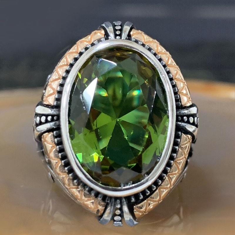 Nhẫn Đá Mã Não Đen Phong Cách Retro Thời Trang